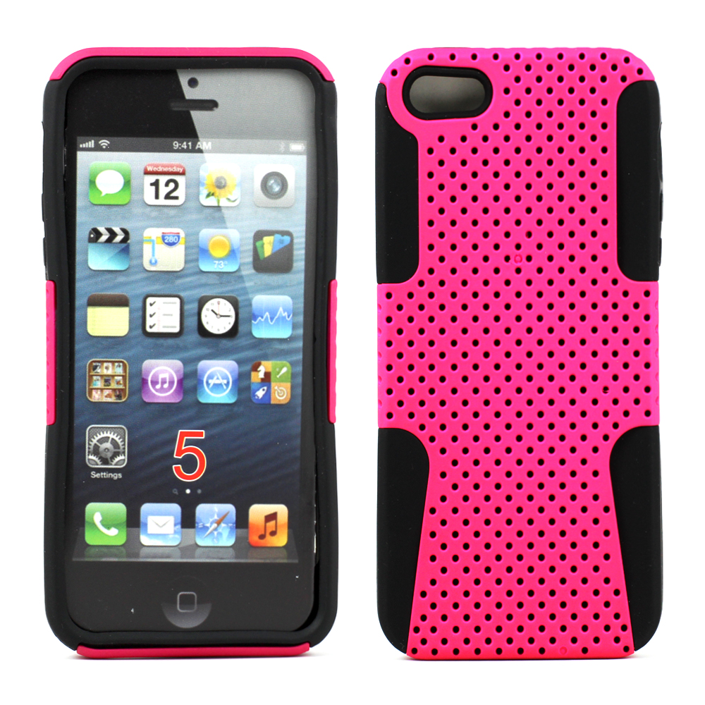 iPHONE 5S 5 Mesh Hybrid Case (Pink-Black)